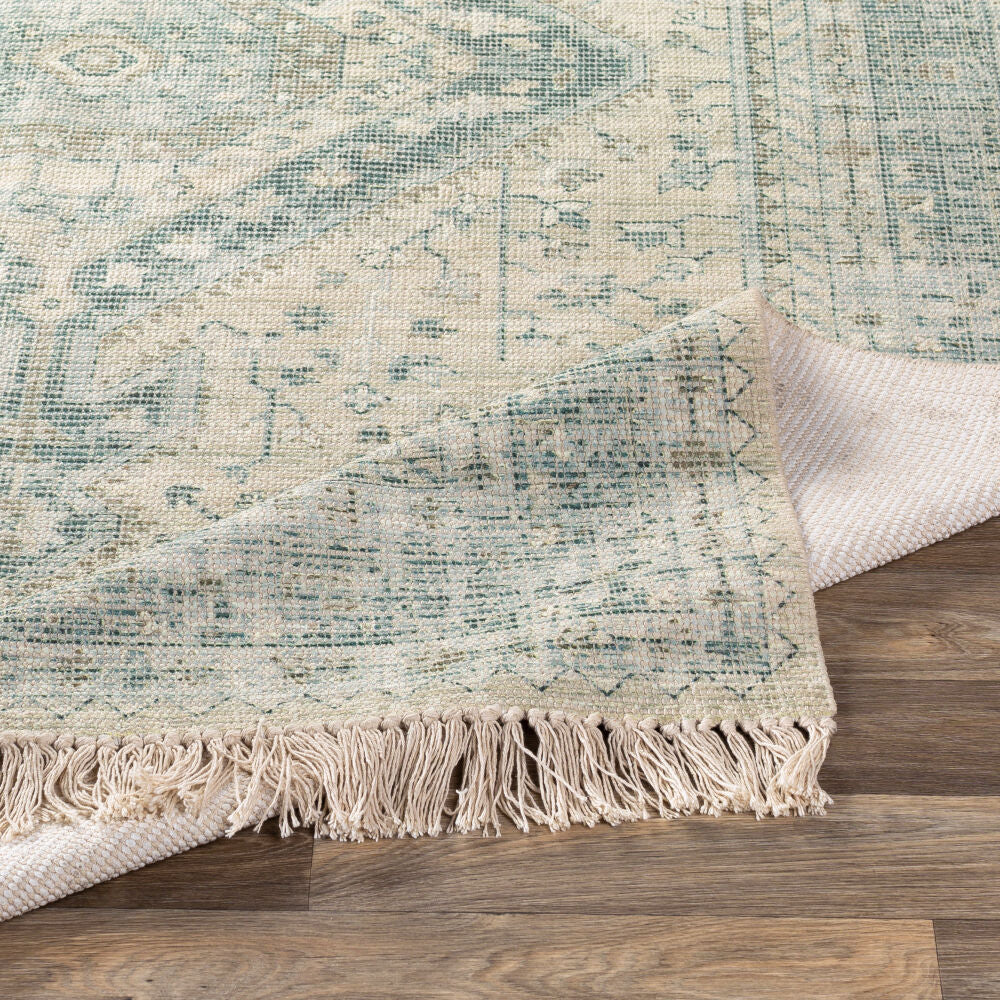 Zainab Dark Green/White Handmade Rug ZAI-2303 - fold