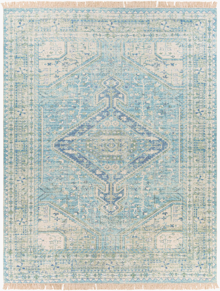 Zainab Aqua/White Handmade Rug - 2' x 3'