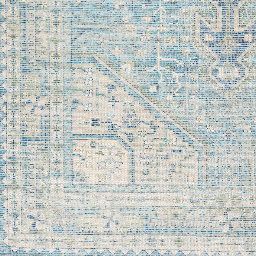 Zainab Aqua/White Handmade Rug - swatch