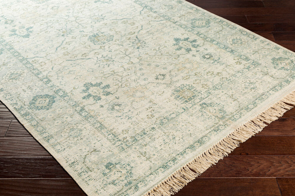 Zainab Dark Green/White Handmade Rug ZAI-2308 - corner