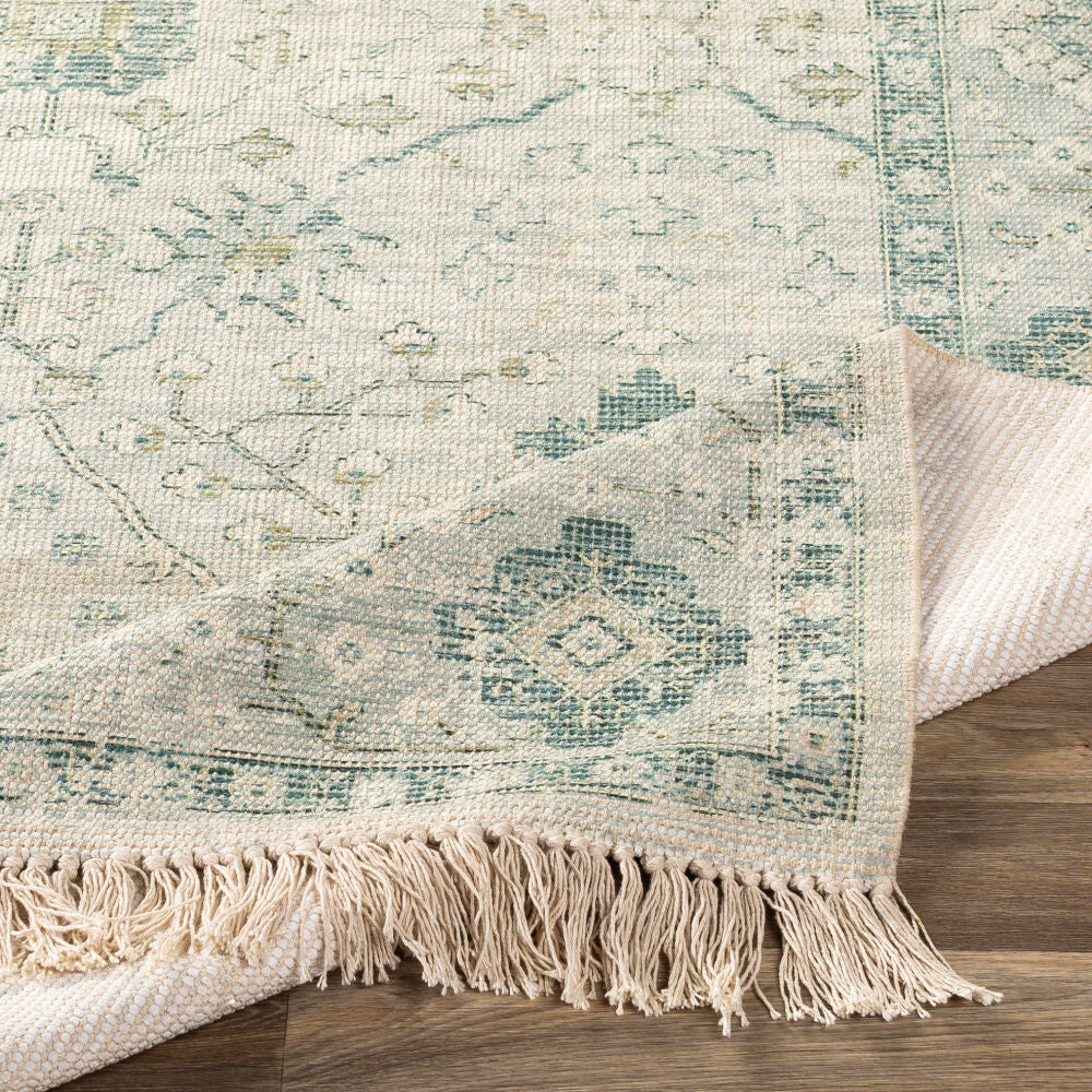 Zainab Dark Green/White Handmade Rug ZAI-2308 - fold