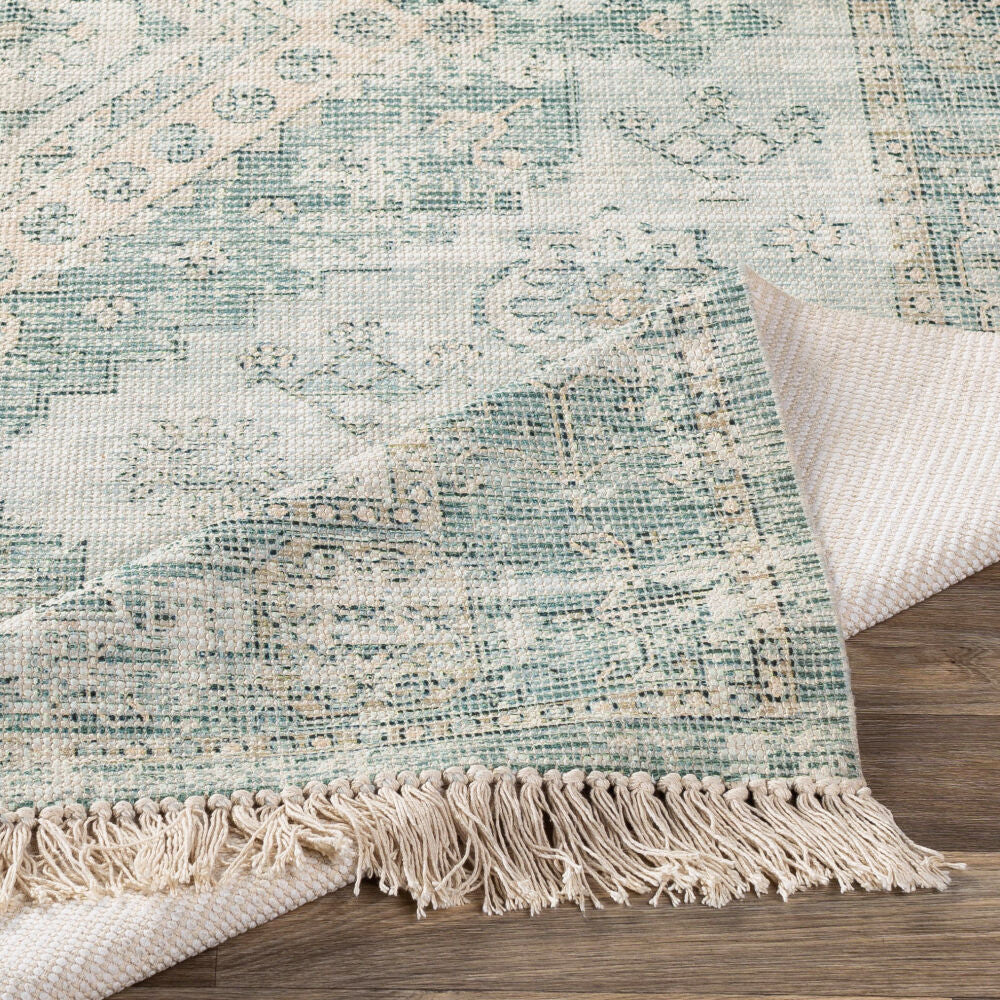Zainab Dark Green/White Handmade Rug ZAI-2311 - fold