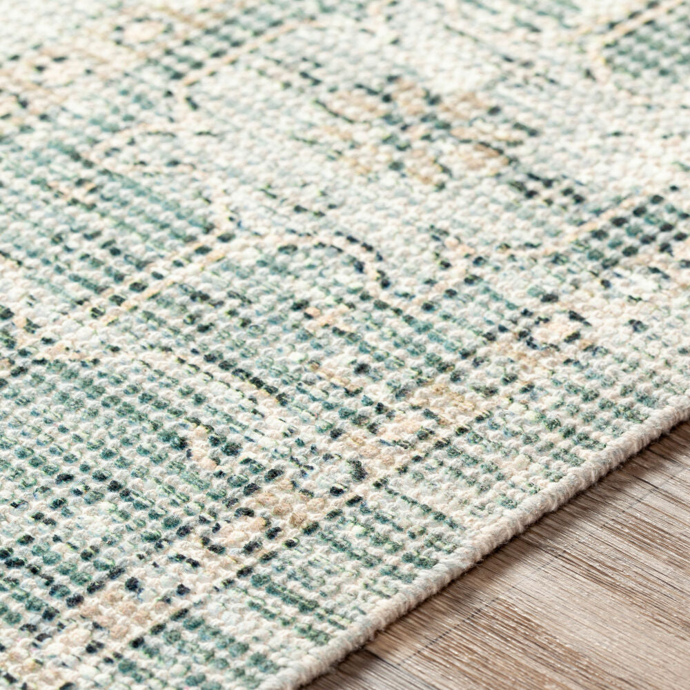 Zainab Dark Green/White Handmade Rug ZAI-2311 - texture