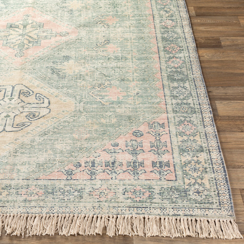 Zainab Dark Green/White Handmade Rug ZAI-2316 - front