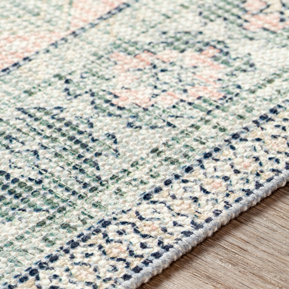 Zainab Dark Green/White Handmade Rug ZAI-2316 - texture
