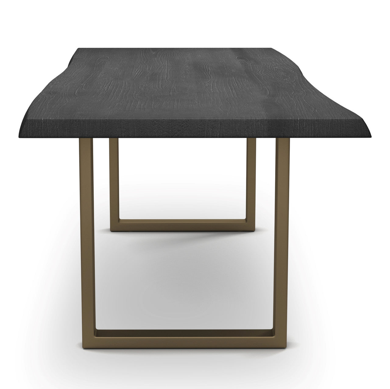 Brooks - Dining Table - U Base - 40" x 92" - Ebonized Top - Brass Base