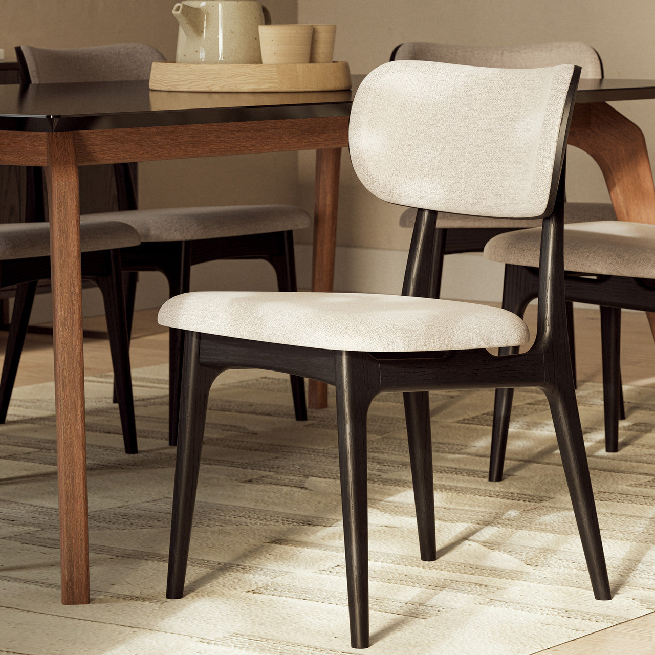 Modern Brazilian - Giane - Dining Table - Nogal Base - Black Top - 86.5"W x 43.5"D x 30"H
