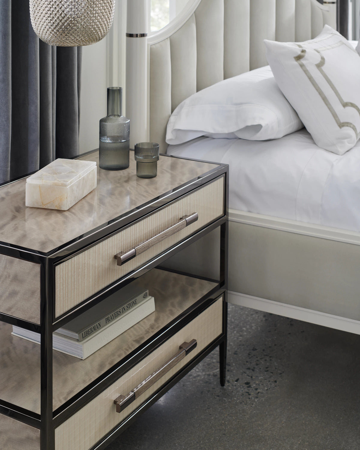 Dual Impressions Deep Bronze Nightstand 34" by Caracole - view 4