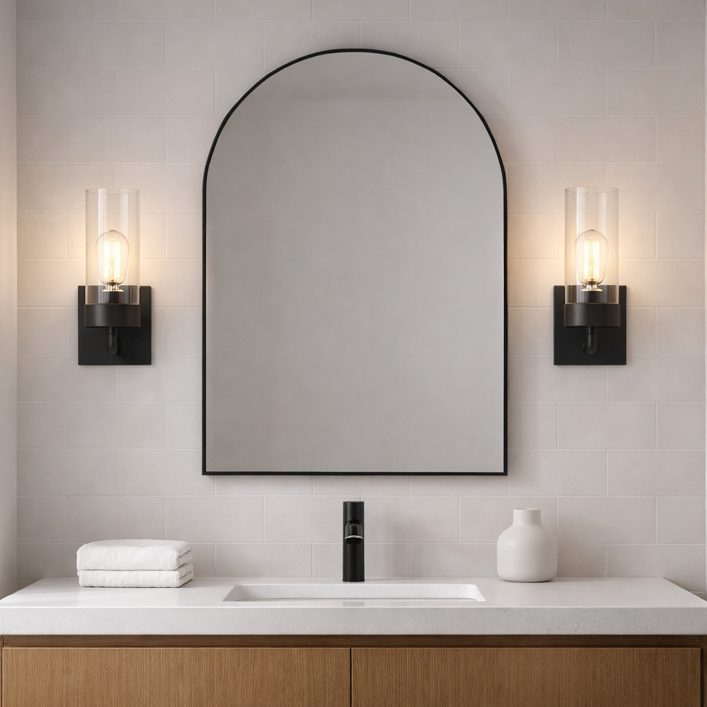 Zephyr Single Light Sconce With Clear Glass Metal Black Finish