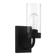 Zephyr Single Light Sconce With Clear Glass Metal Black Finish