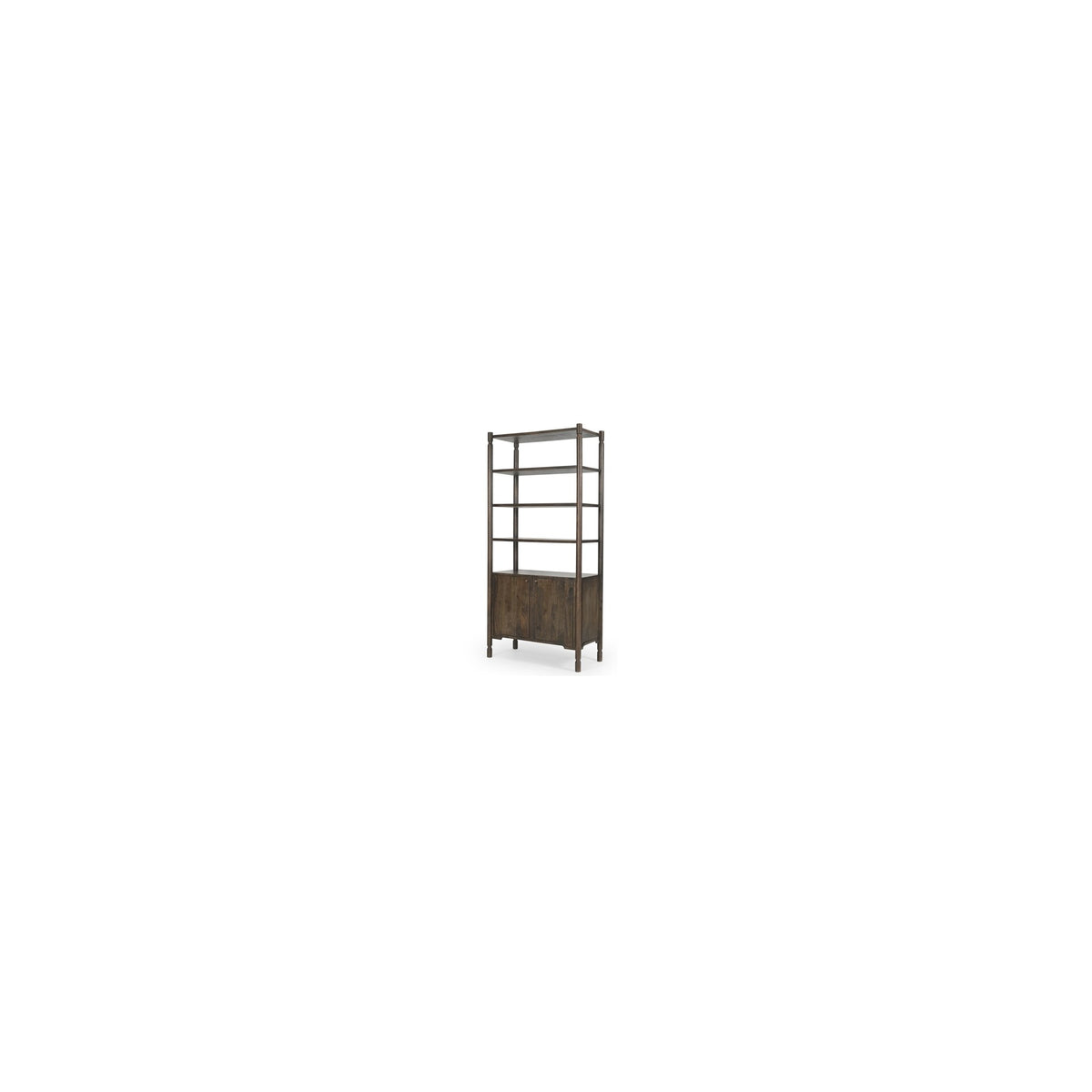 Phil Dark Brown Wood 2 Door 3 Shelves Open Shelving Unit