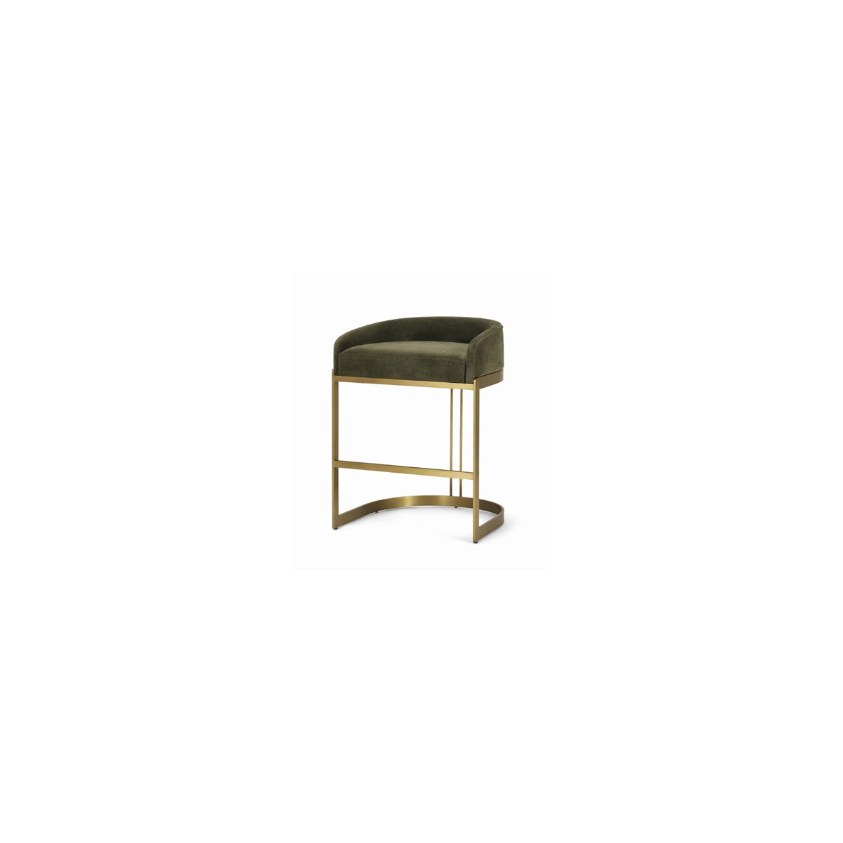 Hollyfield II Olive Fabric Seat Gold Metal Base Counter Stool