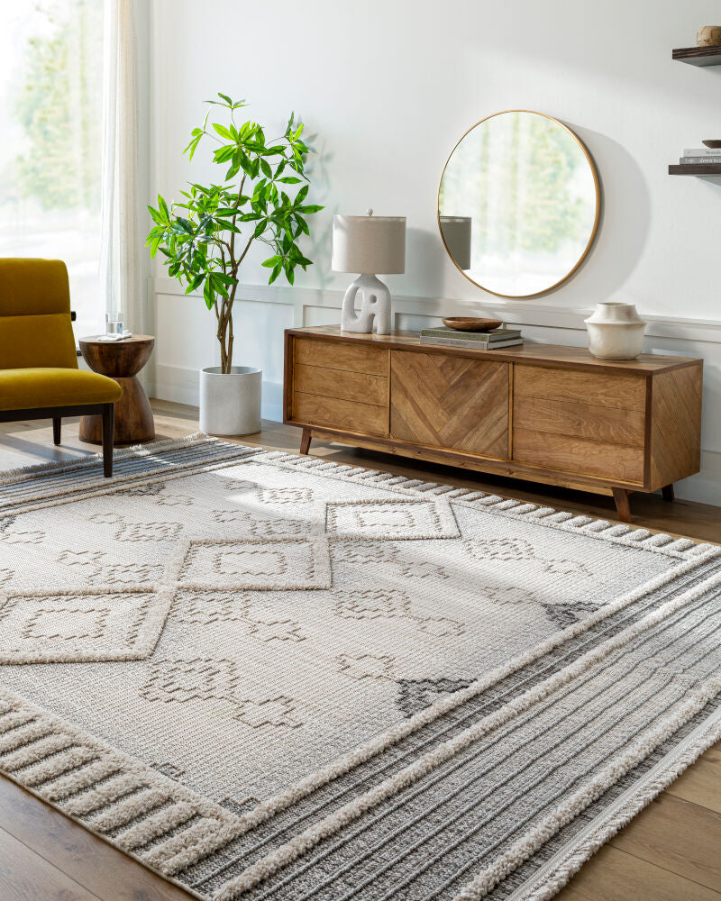 Zaragoza Charcoal/Medium Gray Machine Woven Rug ZRZ-2301 - roomscene