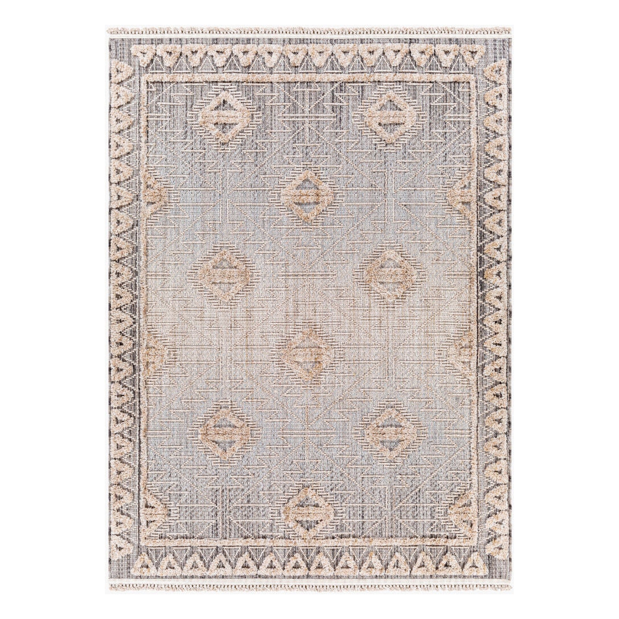 Zaragoza Charcoal/Light Slate Machine Woven Rug - 5'3" x 7'