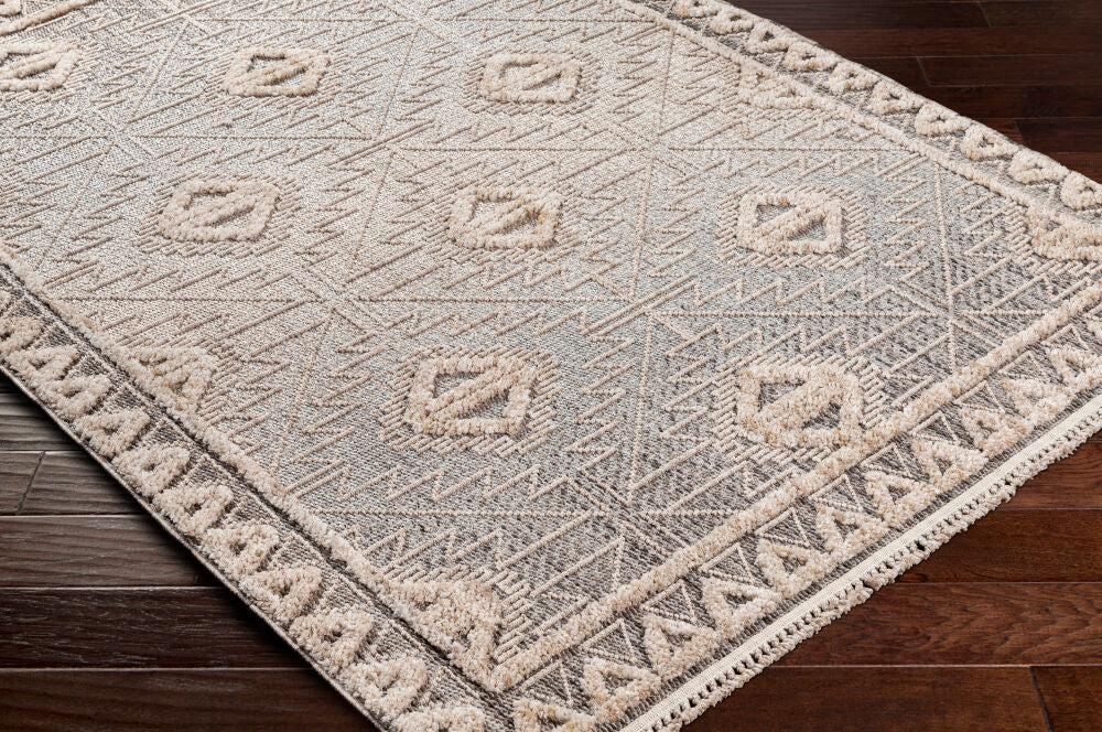 Zaragoza Charcoal/Light Slate Machine Woven Rug - corner