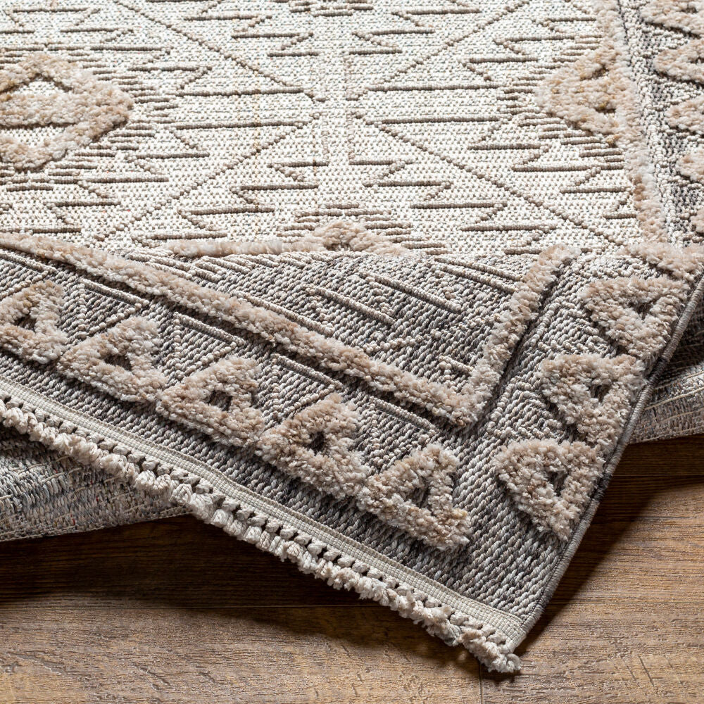 Zaragoza Charcoal/Light Slate Machine Woven Rug - fold