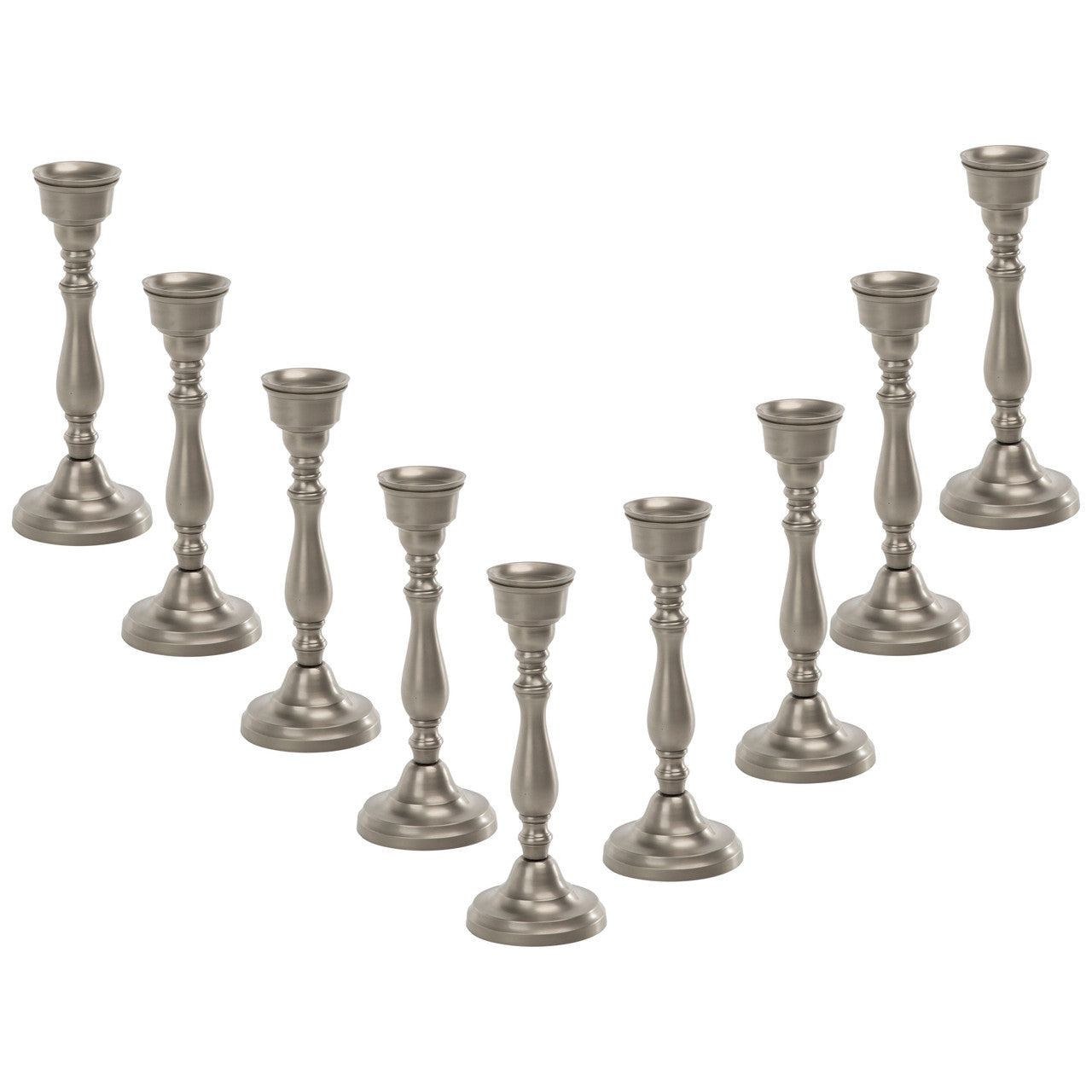 Candlestand Pewter Finish Set of 9 6"