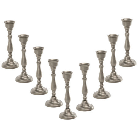 Candlestand Pewter Finish Set of 9 6"