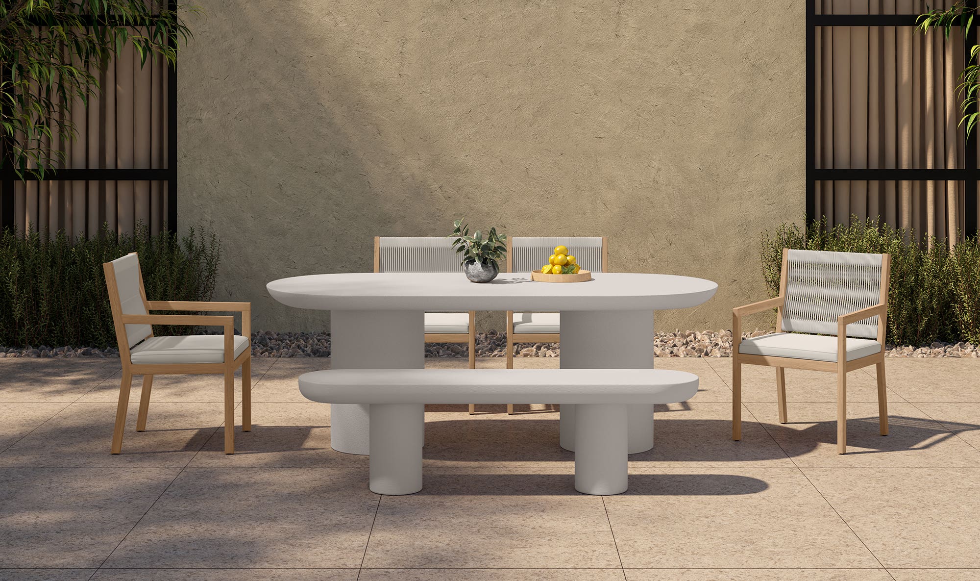 Rocca Bench Cream by Moe's Home Collection - view 5