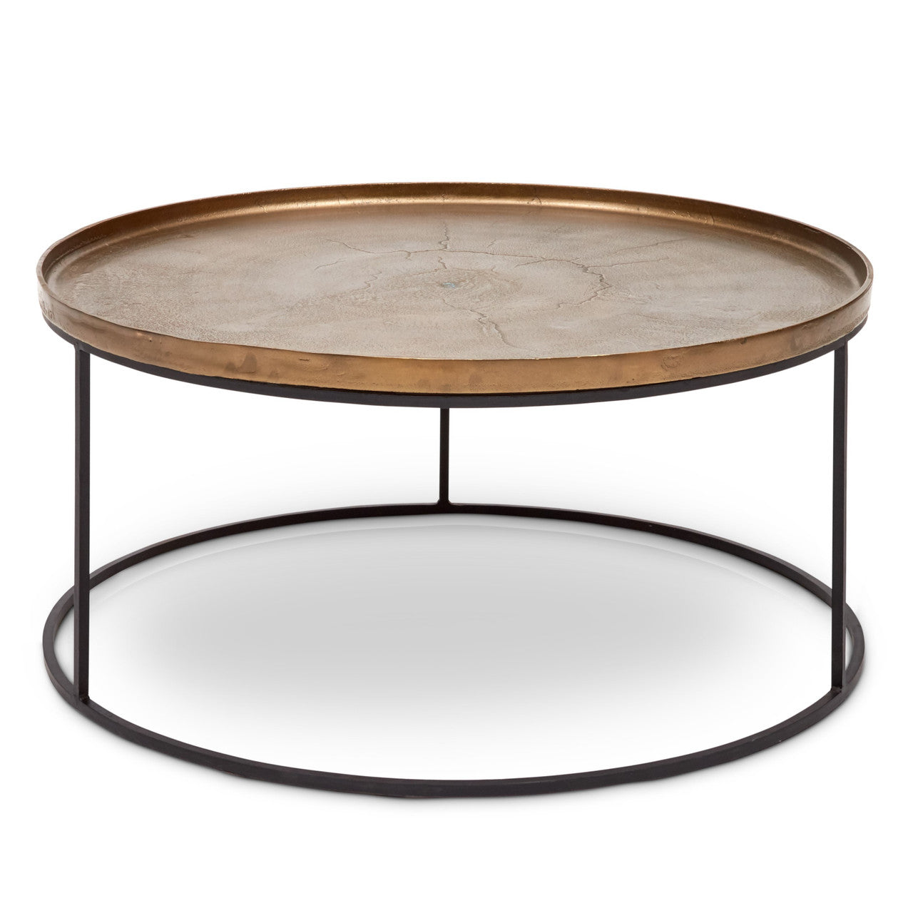 Elements - Sana Coffee Table - Antique Brass Top - Black Frame
