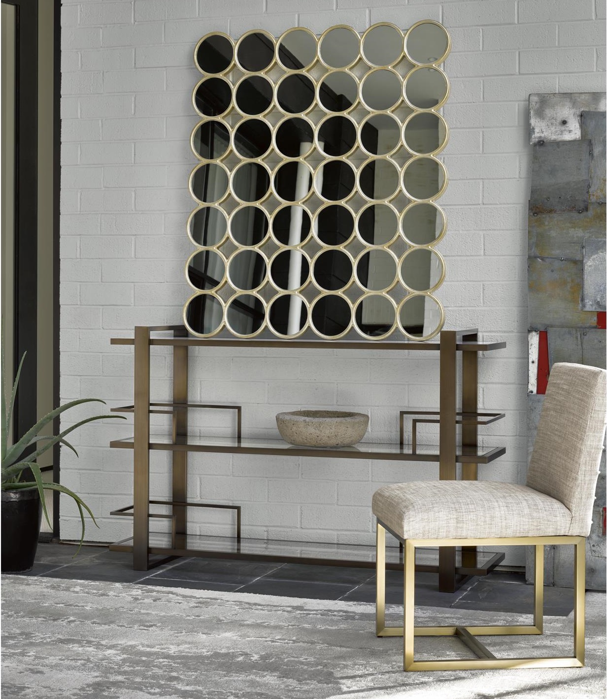 Modern Hollywood Regency Bar Console Table - Bronze