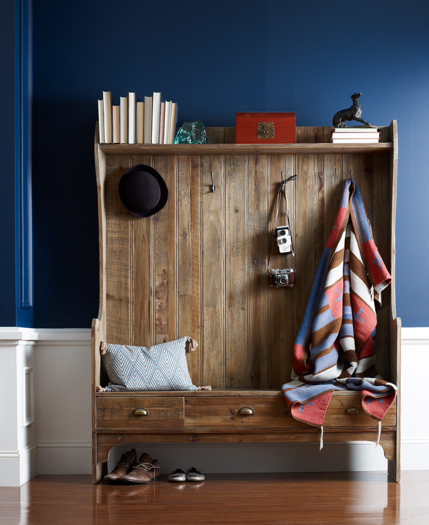 Entry Bench with Storage and Coat Rack