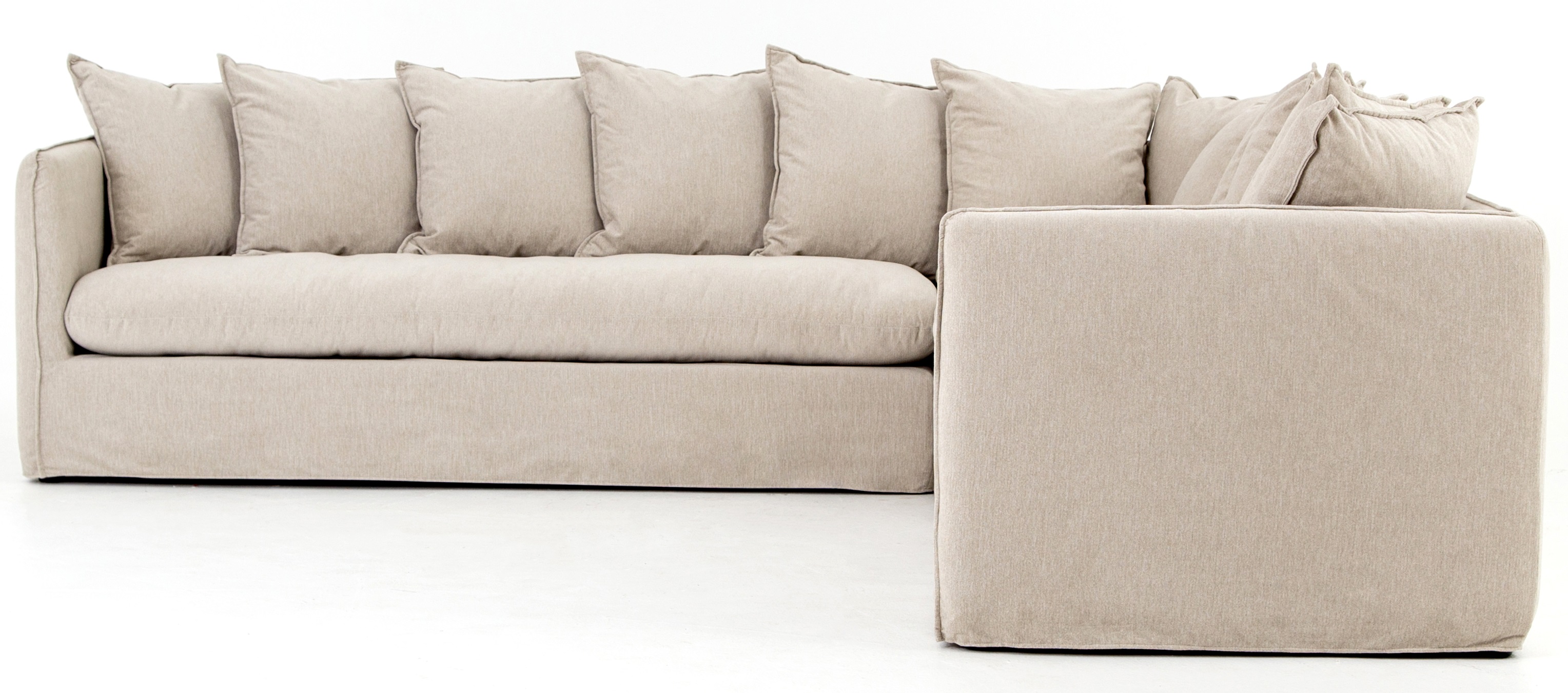 Nora Modern Slipcovered Corner Sectional Sofa - Oatmeal