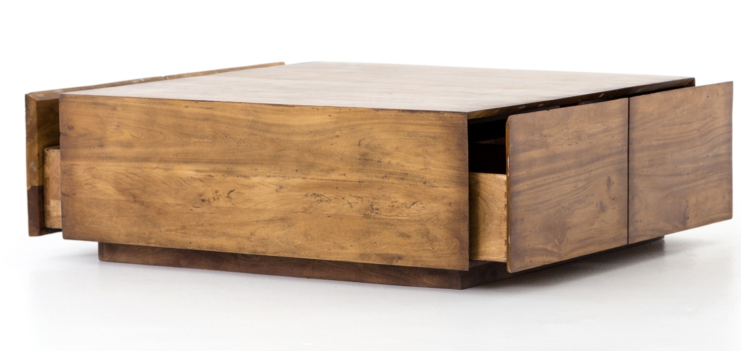 Duncan Reclaimed Wood Square Storage Coffee Table