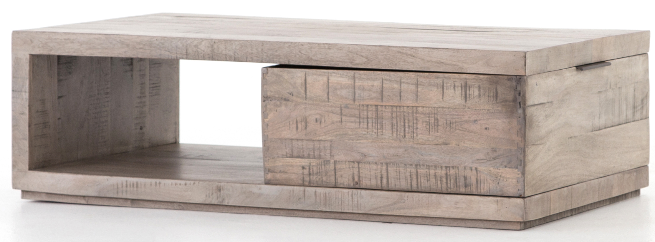 Dillon Rustic Weathered Wood Storage Coffee Table - Grey